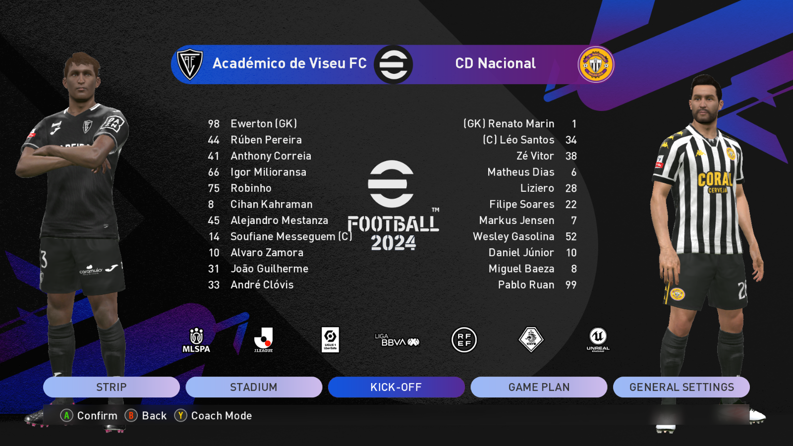 Newly promoted eFootball teams with their current kits mapped into PES 2017