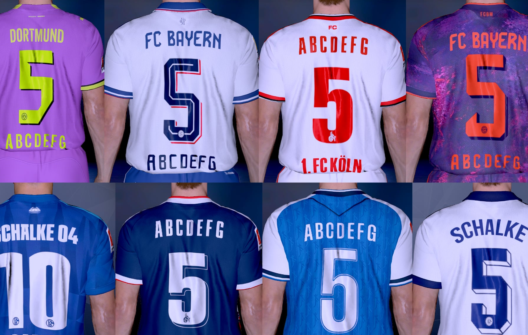 Eslam's PES 2017 2026-27 Kitpack preview showing new fonts and shirt numbers