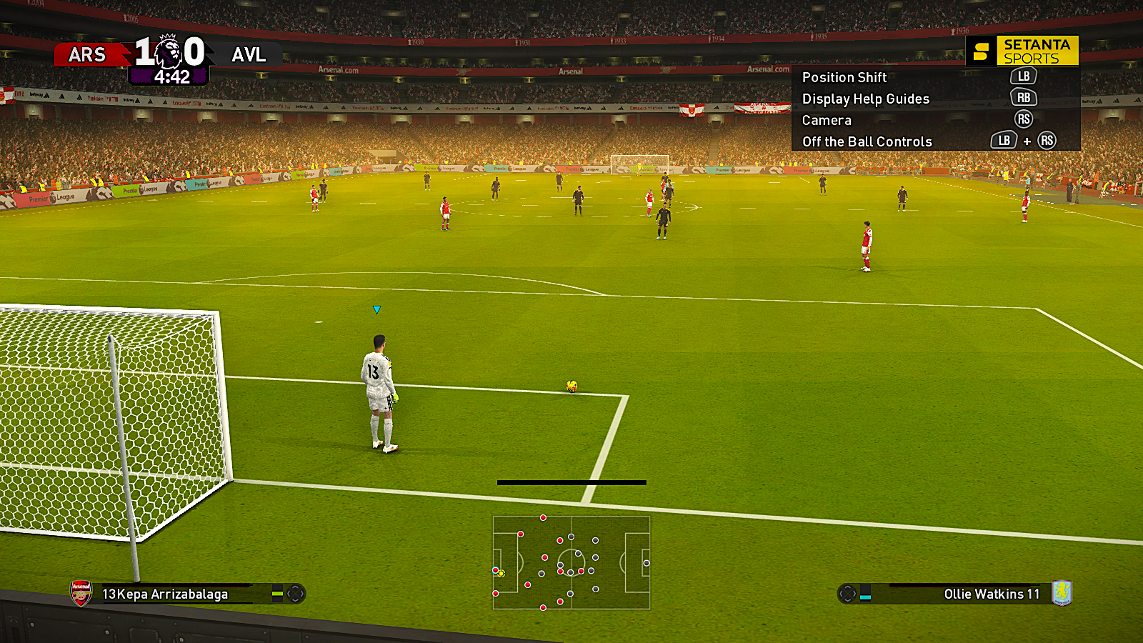 PES 2017 match view with Superloader warm dynamic haze and One-Player Kickoff controls